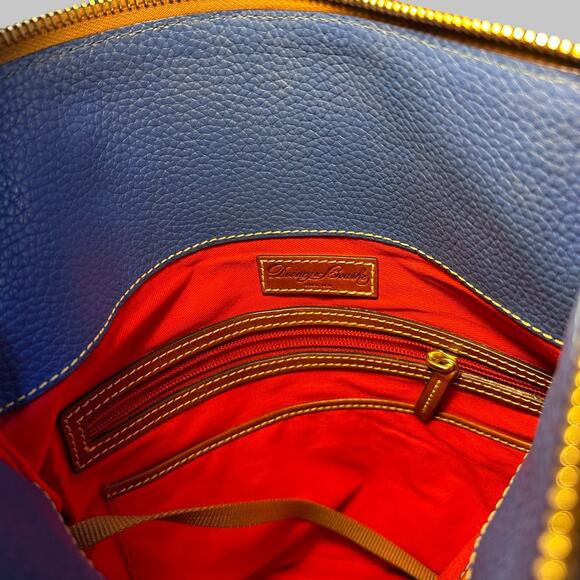 Dooney & Bourke Pebble Leather Hobo Bag – Electric Blue with Brown Tassel Strap - Picture 5 of 5